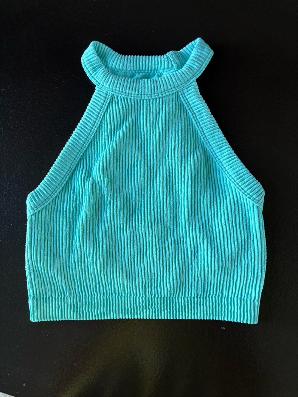 aerie Ribbed Halter Crop Top - Aqua/Turquoise